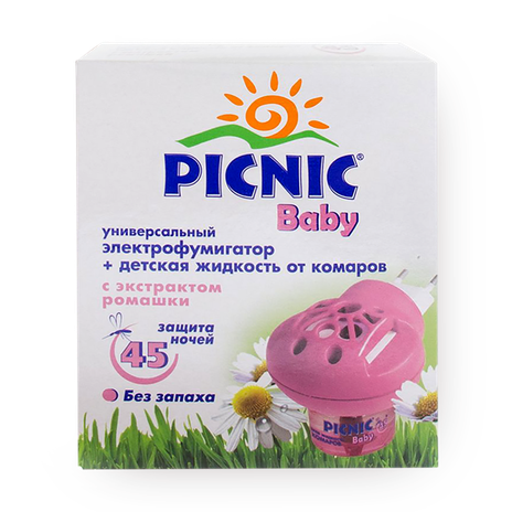 Электрофумигатор и жидкость от комаров Picnic Baby 45 ночей