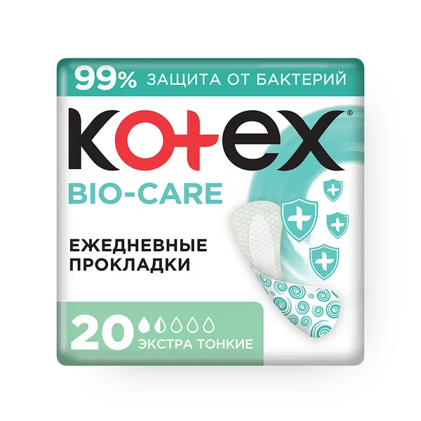 Прокладки ежедневные Kotex Bio-Care экстра тонкие