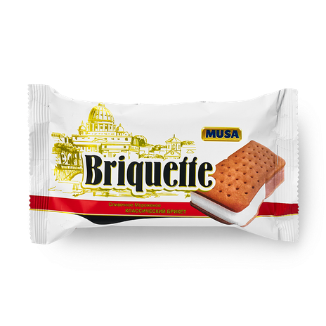 Мороженое Briquette Musa Servis покрытое печеньем