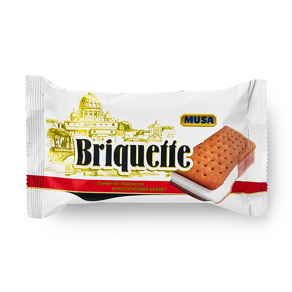 Мороженое Briquette Musa Servis покрытое печеньем