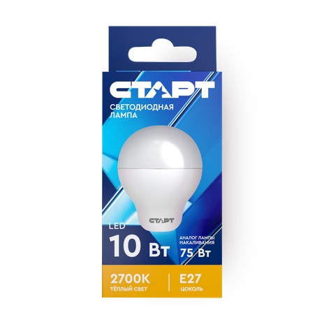 Лампа светодиодная «Старт» LED Е27 10W30 груша, тёплый свет