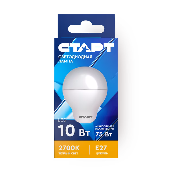 Лампа светодиодная «Старт» LED Е27 10W30 груша, тёплый свет
