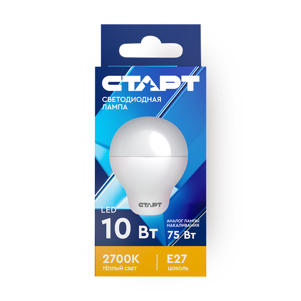 Лампа светодиодная «Старт» LED Е27 10W30 груша, тёплый свет