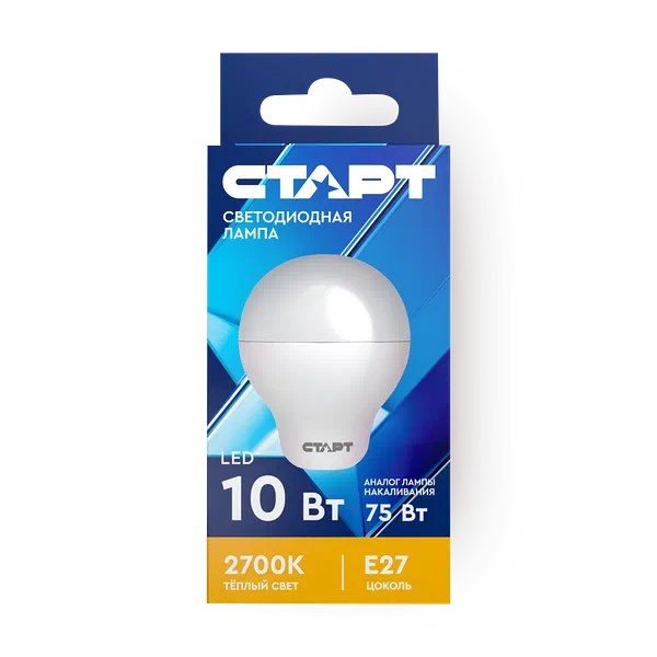Лампа светодиодная «Старт» LED Е27 10W30 груша, тёплый свет