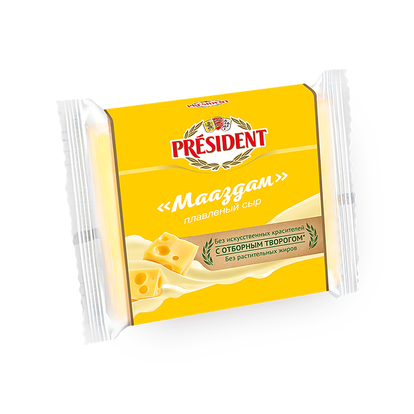 Сыр плавленый ломтевой Мааздам 40% President