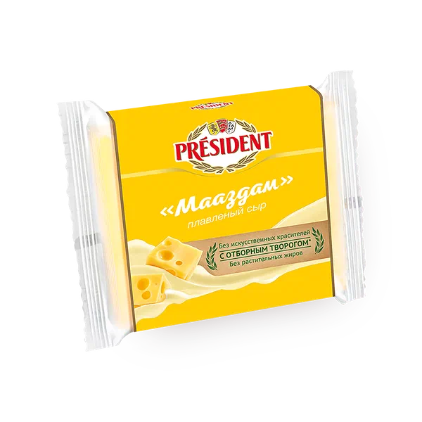 Сыр плавленый ломтевой Мааздам 40% President