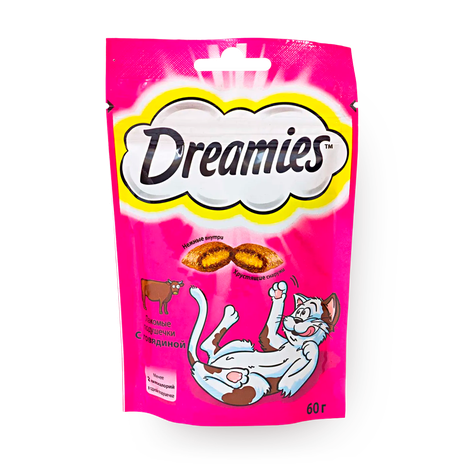 Лакомство для кошек Dreamies подушечки с говядиной