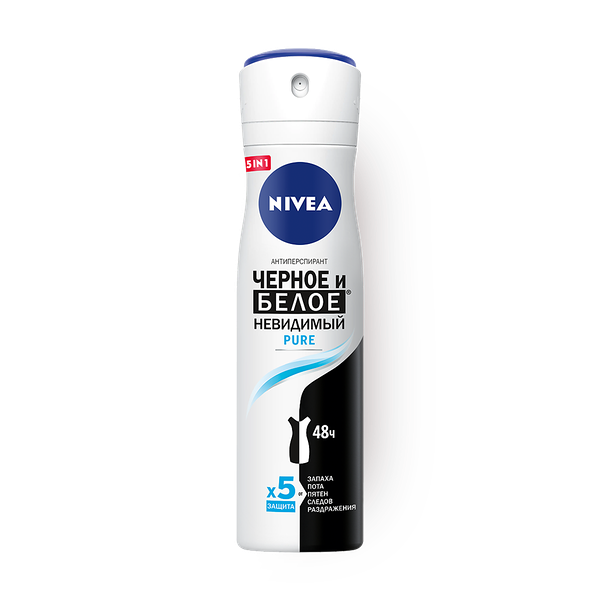 Дезодорант-антиперспирант Nivea Pure невидимая защита для чёрного и белого