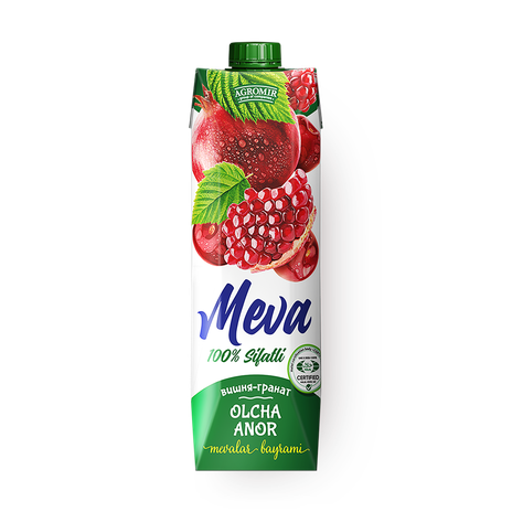 Напиток сокосодержащий малина-вишня-гранат неосветленный Meva Juice