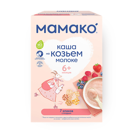 Каша на козьем молоке 7 злаков «Мамако» с ягодами с 6 месяцев