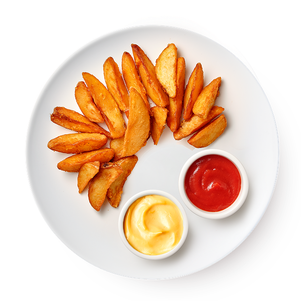 Большая порция картофельные дольки с соусом кетчупом и сырным соусом «Из Лавки»
