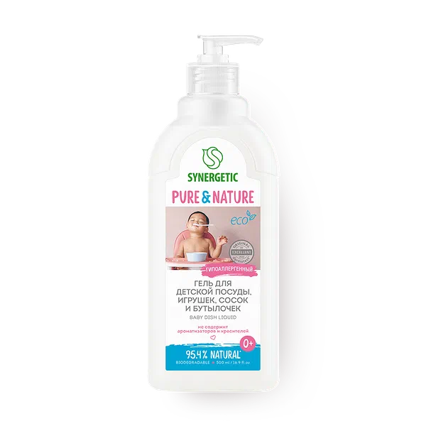Гель для мытья посуды Synergetic для детской посуды, игрушек и фруктов