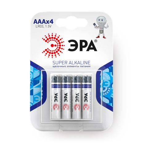 Батарейки «Эра» Super Alkaline LR03-4BL