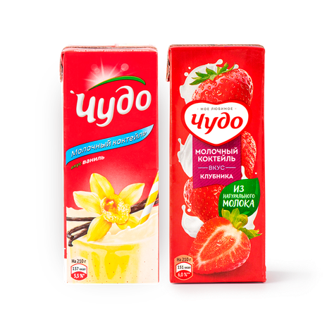 Коктейль молочный «Чудо» клубника 200 g + Коктейль молочный «Чудо» ваниль 200 g