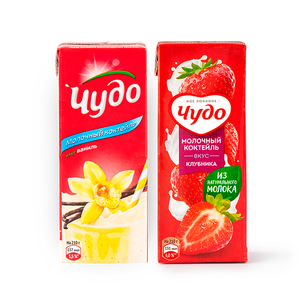 Коктейль молочный «Чудо» клубника 200 g + Коктейль молочный «Чудо» ваниль 200 g