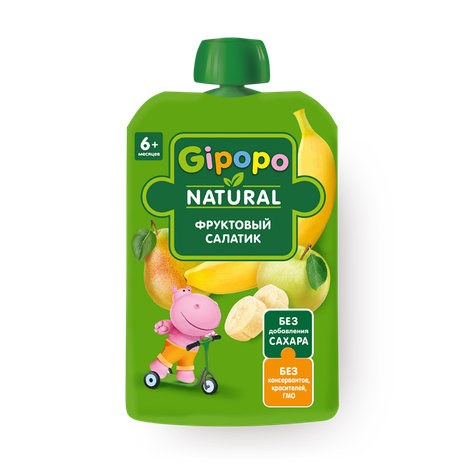 Пюре детское Gipopo Фруктовый салатик яблоко, груша, банан