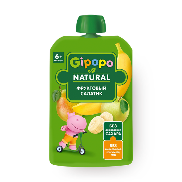 Пюре детское Gipopo Фруктовый салатик яблоко, груша, банан