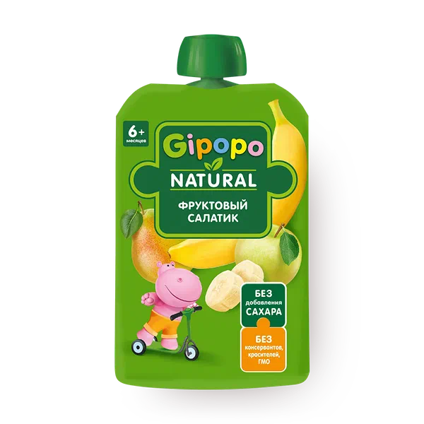Пюре детское Gipopo Фруктовый салатик яблоко, груша, банан