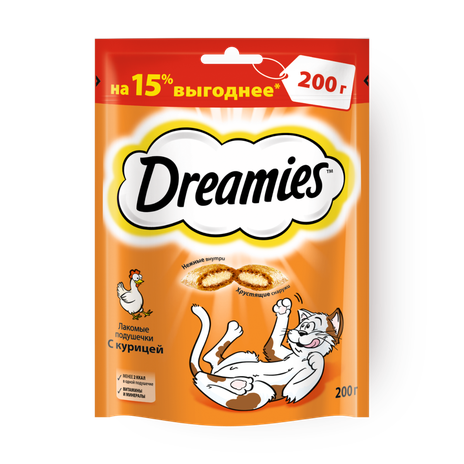Лакомство для кошек Dreamies подушечки с курицей