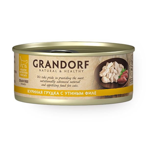 Влажный корм для кошек Grandorf куриная грудка с утиным филе