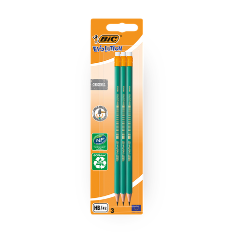 Набор карандашей Bic Evolution чернографитовый c ластиком Hb
