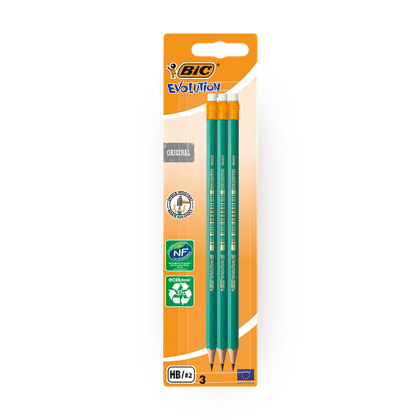 Набор карандашей Bic Evolution чернографитовый c ластиком Hb