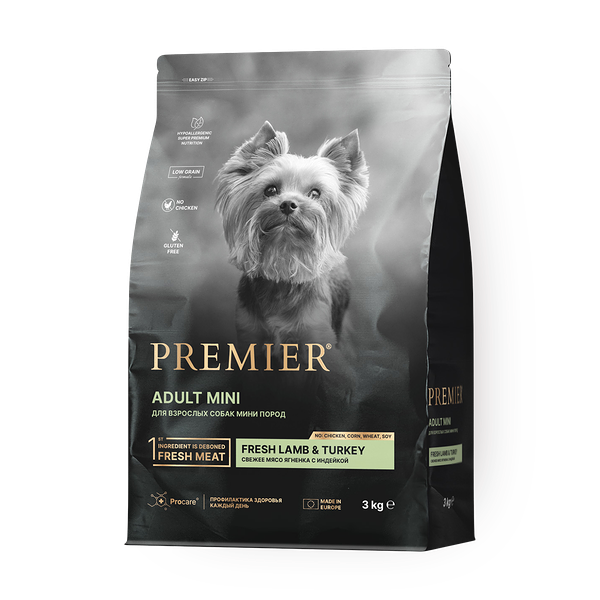 Сухой для собак мелких пород Premier Dog ягнёнок и индейка