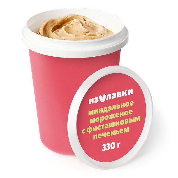 Мороженое сливочное миндальное «Из Лавки» с фисташковым печеньем