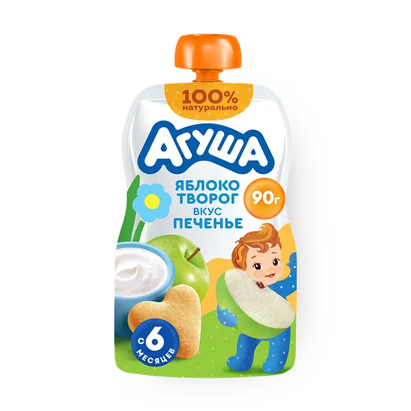 Фруктовое пюре «Агуша» яблоко-творог-печенье