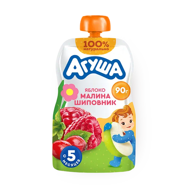 Фруктовое пюре «Агуша» яблоко-малина-шиповник