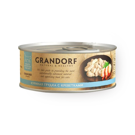 Влажный корм для кошек Grandorf куриная грудка с креветками