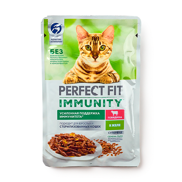 Корм для кошек Perfect Fit Immunity говяди­на в желе