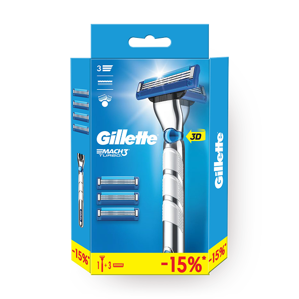 Бритва Gillette Mach3 Turbo + 3 кассеты