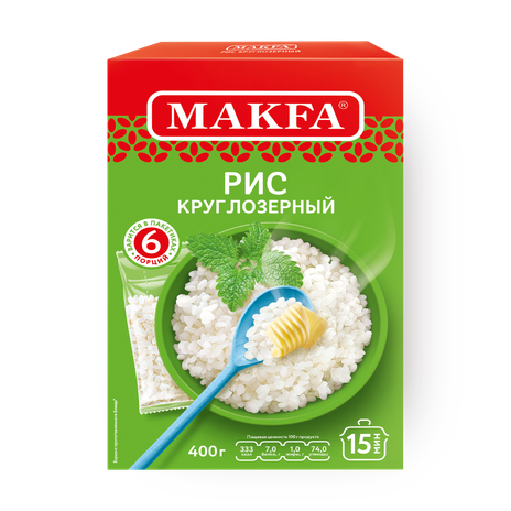 Рис круглозёрный «Макфа» в варочных пакетах