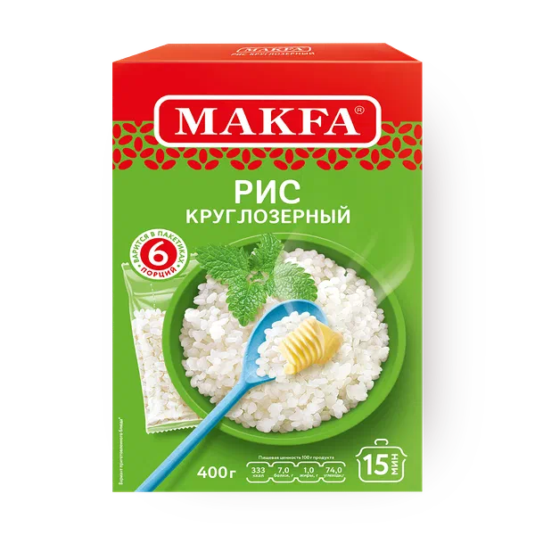 Рис круглозёрный «Макфа» в варочных пакетах