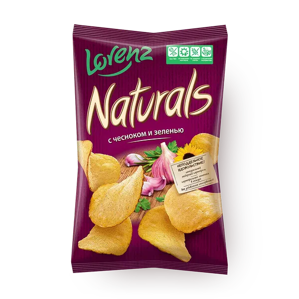 Чипсы картофельные Naturals с чесноком и зеленью