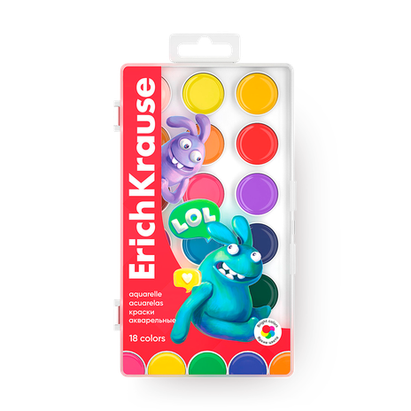Краски акварельные Erich Krause Jolly Friends 18 цветов