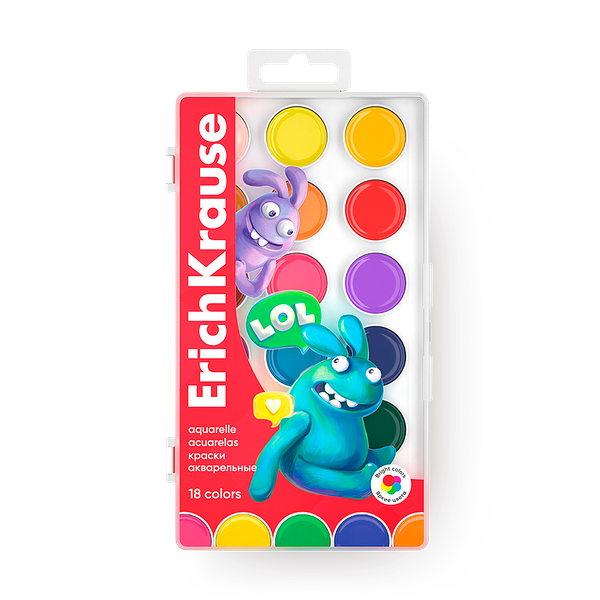 Краски акварельные Erich Krause Jolly Friends 18 цветов