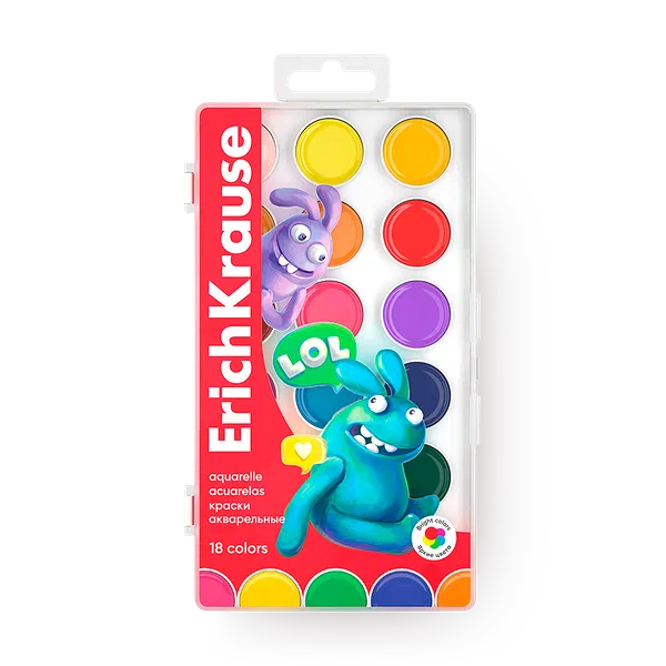 Краски акварельные Erich Krause Jolly Friends 18 цветов