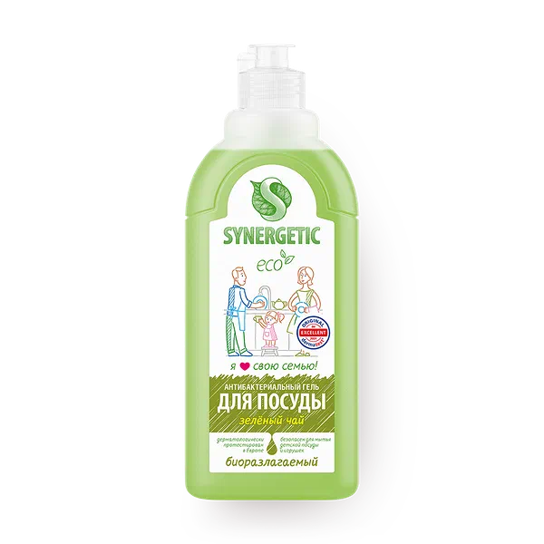 Гель для мытья посуды Synergetic Зеленый чай, биоразлагаемый