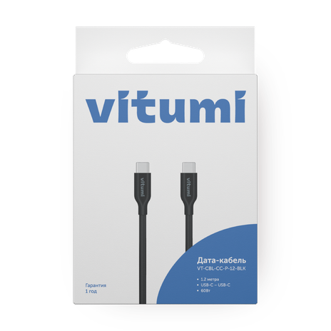 Кабель Vitumi USB-С — USB-С 1,2 м чёрный