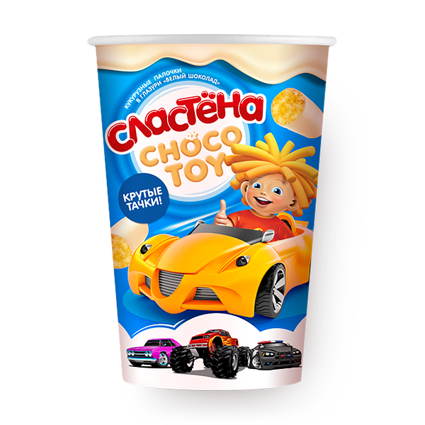 Кукурузные палочки Крутые тачки «Сластёна» Choco Toy в глазури молочный шоколад