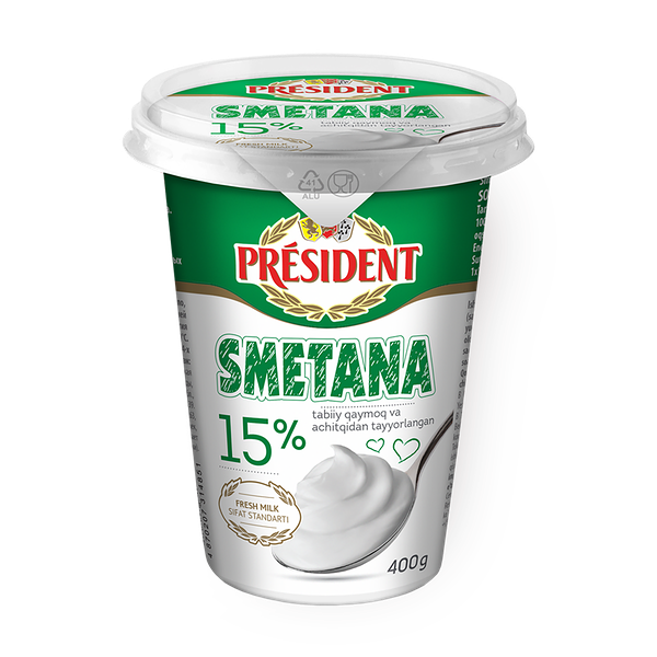 Сметана 15% President