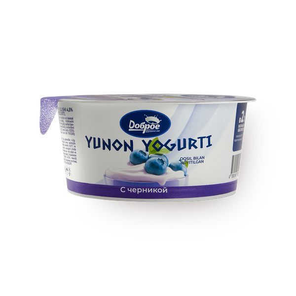 Йогурт греческий «Доброе деревенское утро» черника 3%