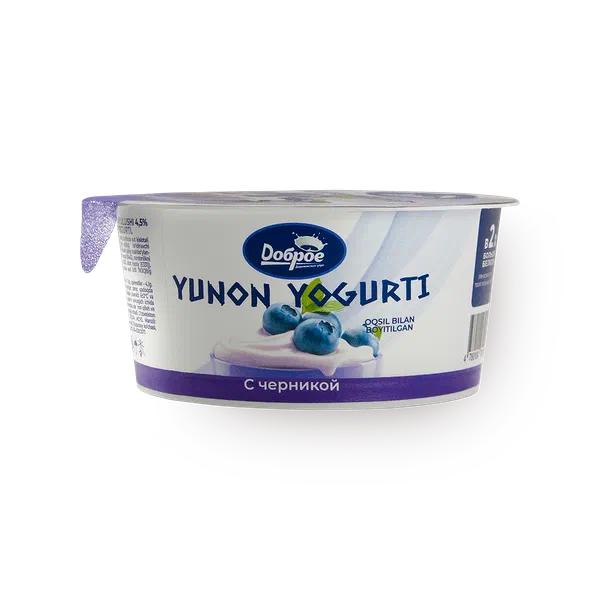 Йогурт греческий «Доброе деревенское утро» черника 3%