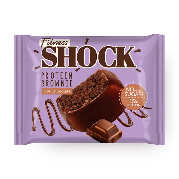 Пирожное протеиновое Fitness Shock брауни горячий шоколад в глазури