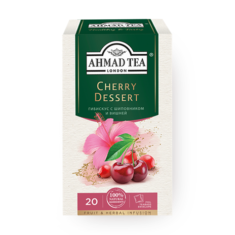 Чай травяной Cherry Dessert Ahmad Tea гибискус с шиповником и вишней в пакетиках