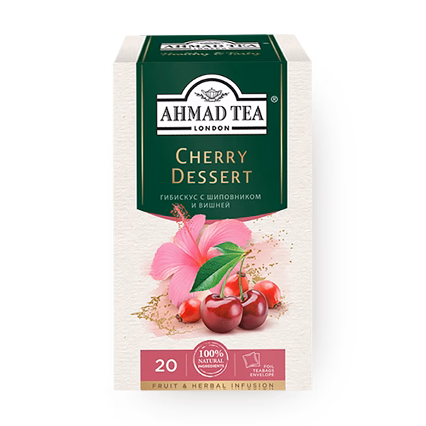 Чай травяной Cherry Dessert Ahmad Tea гибискус с шиповником и вишней в пакетиках