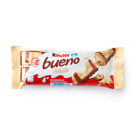 Вафли Kinder Bueno White c молочно-ореховой начинкой в белом шоколаде