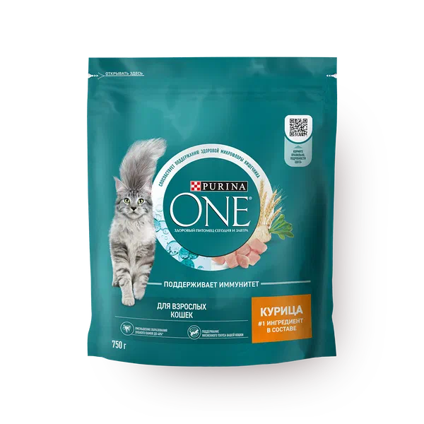 Сухой корм кошек Purina One с курицей и цельным злаками